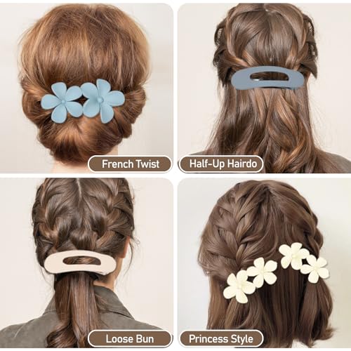 Acinnox 8-Piece Flat Hair Claw Clips Set Matte Hair Accessories