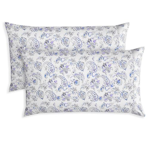 Elegant Comfort Paisley Pillowcase Set - 2 Premium Microfiber Covers, Midnight Blue