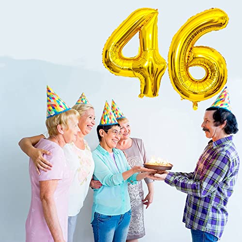 Gold 40-Inch Number 46 Balloons for Birthday & Anniversary Decorations
