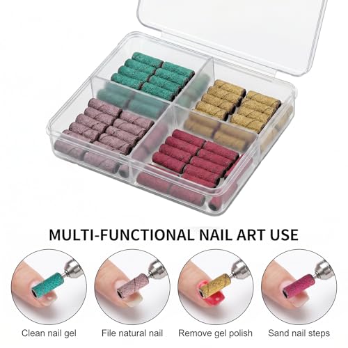 Skrfren 60 Pcs Small Nail Drill Sanding Bands with 3/32 Inch Mandrel Bit