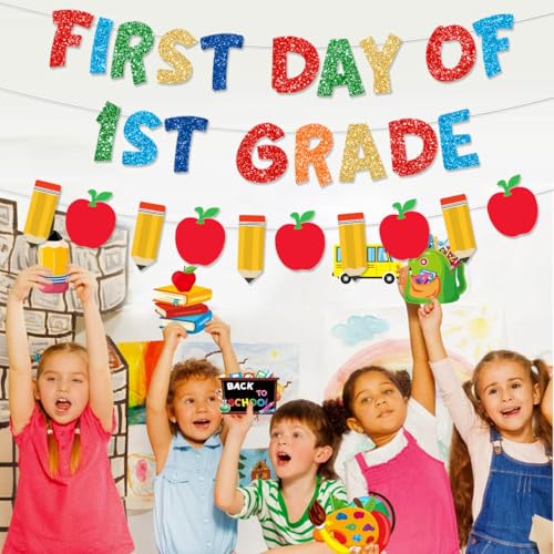 Pre-Strung 1st Grade Welcome Banner - Glittery Back to School Decorations