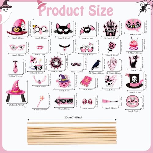 30 Halloween Photo Booth Props Set - Fun Decorations & Accessories