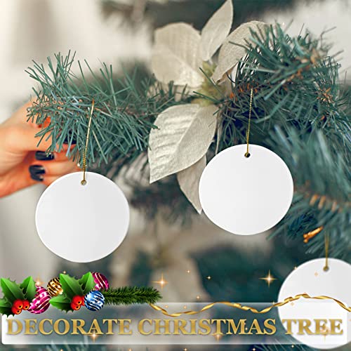 White Sublimation Ceramic Ornament Blanks - 25PC Round Porcelain Discs for Heat Press Printing - Xmas Keepsake Crafts