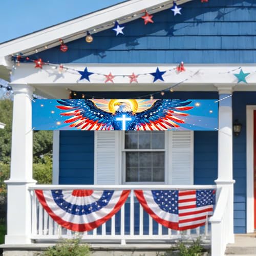 Patriotic Eagle Cross Banner - 118 x 20 Inch for Independence Day