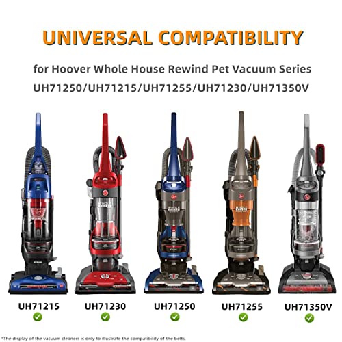 JEDELEOS Non-Stretch Replacement Belts for Hoover Whole House Rewind Pet Vacuum UH71255 UH71250 UH71251 UH71215 UH70205 UH71350V - Pack of 2