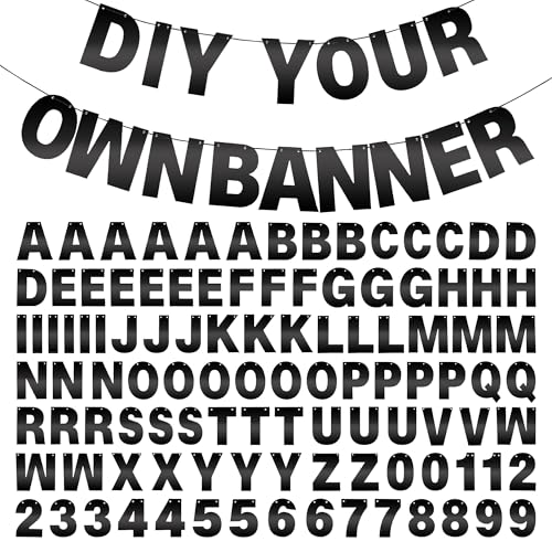 Mifengda Bright Black DIY Banner Kit with Letters - Customizable Party Decorations