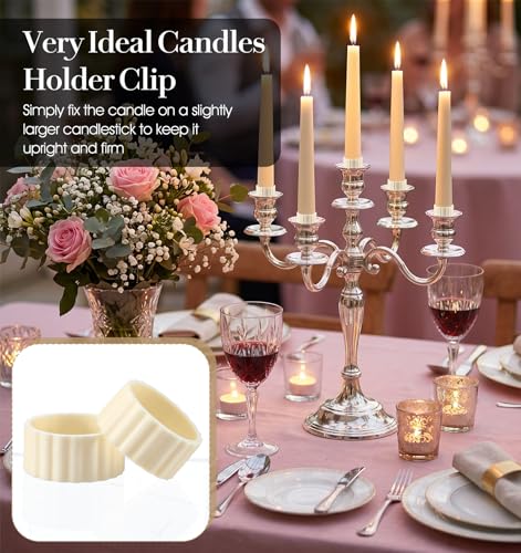 10 Pack Candle Grippers for Taper Candles, Silicone Holders Rings