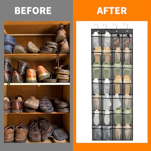 28-Compartment Over Door Shoe Organizer for Quick Storage