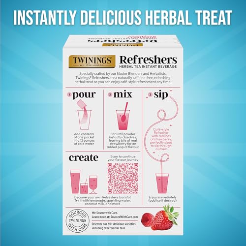 Twinings Strawberry Raspberry Refreshers, Herbal Tea Instant Beverage