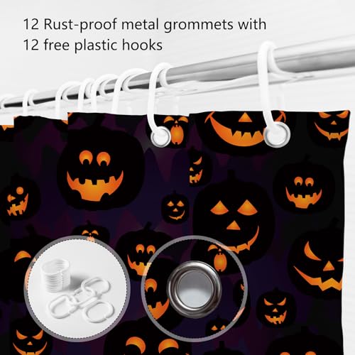 MEHOFOND Purple Halloween Pumpkin Shower Curtain - 72x72 Inch
