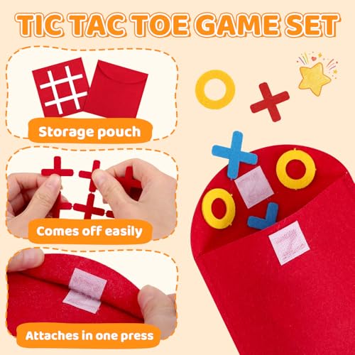12 Pcs Felt Tic Tac Toe Board Games for Kids - Party Favors & Travel