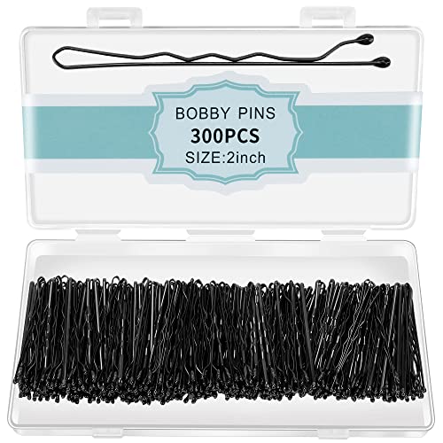 EWAGOA 300 Pcs Black Bobby Pins 2 Inch with Storage Box Pain-Free Hair Pins