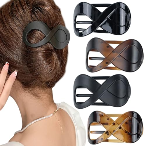 Large Hair Claw Clips Set 4 PCS Non-Slip Acrylic French Hair Clips for Thick Hair