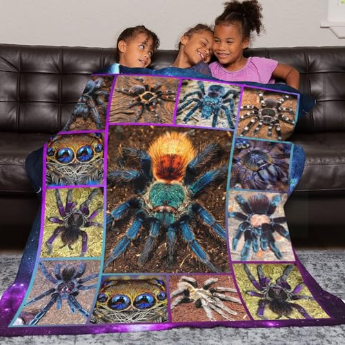 Cool Spider Throw Blanket - Soft Flannel Halloween Decor 60"x50" for Teens