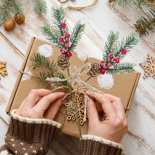 Christmas Frosted Pine Berries and Cones Decor - Green Variation