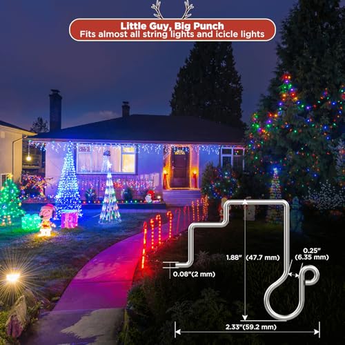 Christmas Light Hooks for Gutter Guards - Heavy-Duty Stainless Steel, 100 Pack - Mesh & Perforated Gutter Compatible