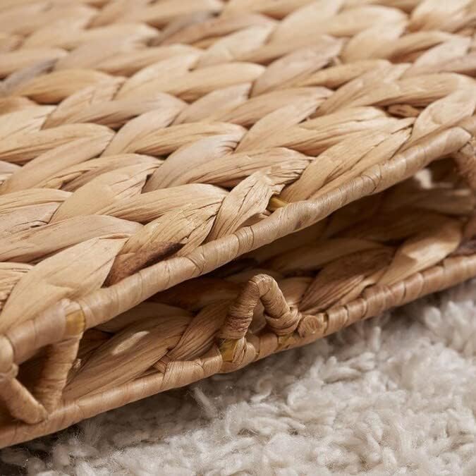 M4DECOR Water Hyacinth Storage Baskets - 12x12in Woven Baskets for Bedroom, Living Room & Nursery (Natural, 6 Pack)