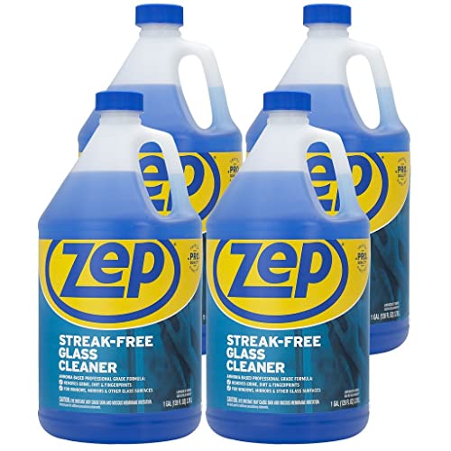 Zep Streak-Free Glass Cleaner Pack of 4, 128oz Ammonia-Based Multi-Surface Formula