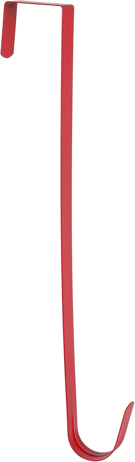 Sattiyrch 12" Wreath Hanger - Durable Steel Over The Door Hook for Front Door (Red)