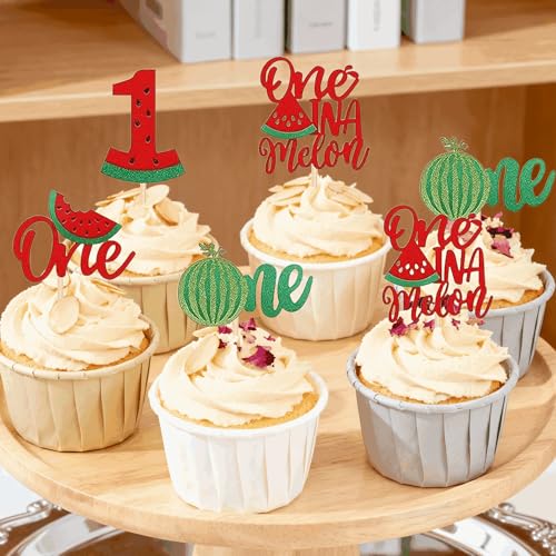 12-Piece Watermelon Cupcake Toppers for 1st Birthday Party