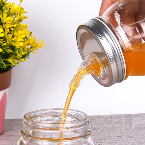 Wide Mouth Mason Jar Pour Spout Lids - Silver, 2-Pack, BPA-Free Leak-Proof