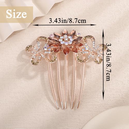 Aimimier Crystal Flower Hair Comb Rhinestone Bridal Side Comb Champagne
