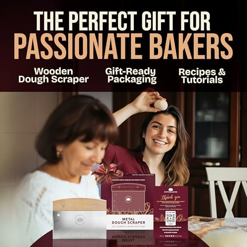 Superbaking 6-Inch Bench Scraper with Wooden Grip & Stainless Steel Blade