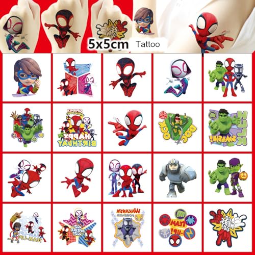 Spider-Man Temporary Tattoos for Kids 20 Sheets Waterproof Party Favors