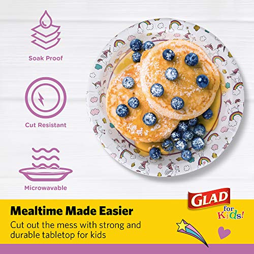 Glad for Kids Unicorn Disposable Paper Plates, 8.5 Inch, 120 Count