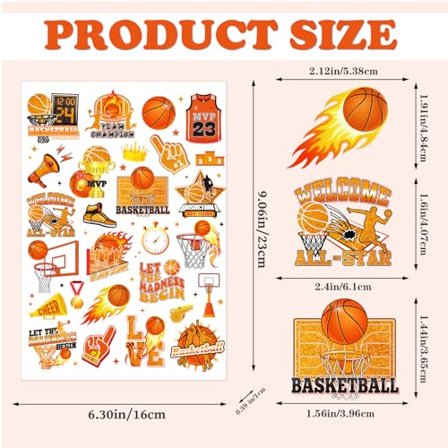 INCOK Basketball Temporary Tattoos - 8 Sheets & 200+ Party Favors