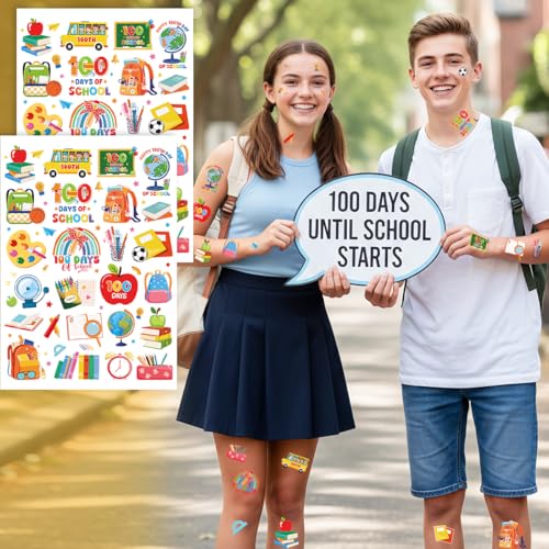 100 Days of School Temporary Tattoos - 200+ Party Favors & Classroom Rewards