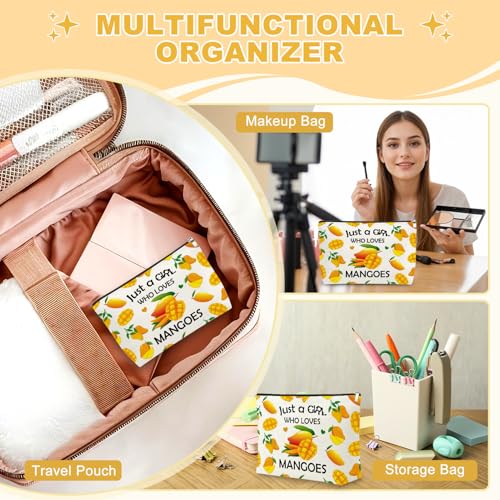 Mango Makeup Bag Cute Fruit Cosmetic Pouch Travel Toiletry Bag for Women