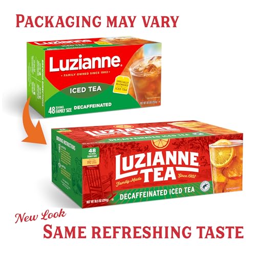 Luzianne Decaffeinated Iced Tea Bags, Unflavored, 48 Count (Pack of 6)