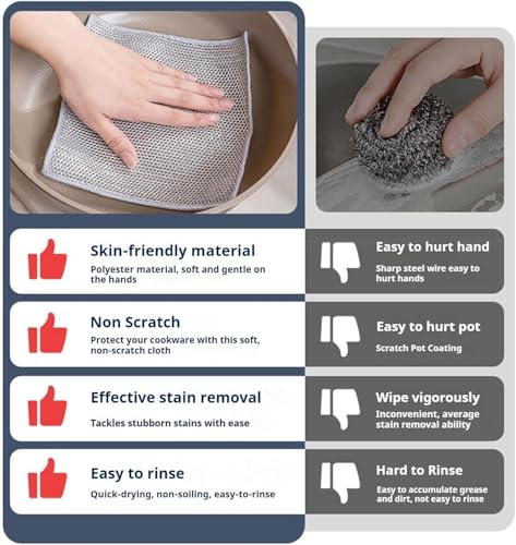 Non-Scratch Wire Dish Cloths - 10PCS Durable Multipurpose Rags