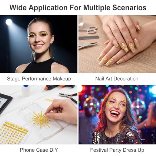 UPSTORE 91Pcs Self Adhesive Rhinestone Gems Stickers - Yellow Craft Crystals