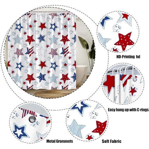 4th of July Shower Curtain 70x70 Inches - Patriotic Stars & Stripes