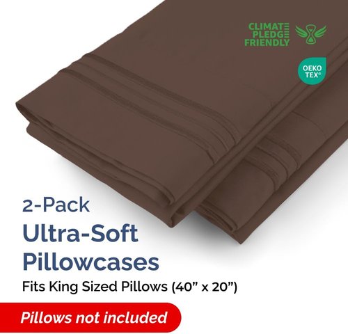 King Pillow Cases by [Brand Name] - Ultra Soft Hotel Quality Covers | Cozy, Wrinkle-Free & Fade Resistant - 2 Piece Set in Brown