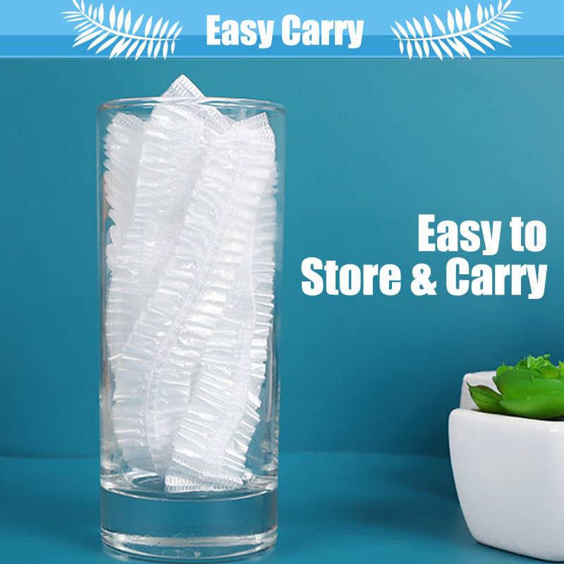 Groumh Large Disposable Shower Caps 50 Pcs Waterproof Hair Bath Caps