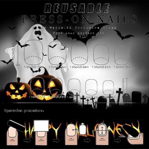 Halloween Cute Ghost Press on Nails Short Square False Nails 24Pcs