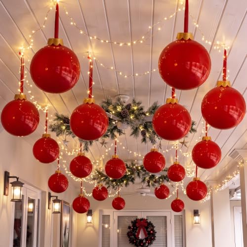 18 Pcs Burgundy Inflatable Christmas Ornaments Outdoor Holiday Decor