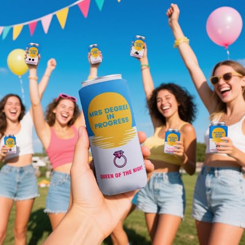 Bohaluo 12-Pack Slim Bachelorette Party Can Cooler Sleeves - White