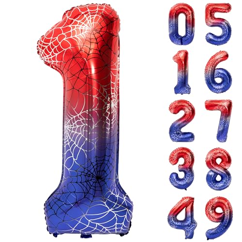 40 Inch Red and Blue Number 1 Balloon for Birthday Parties