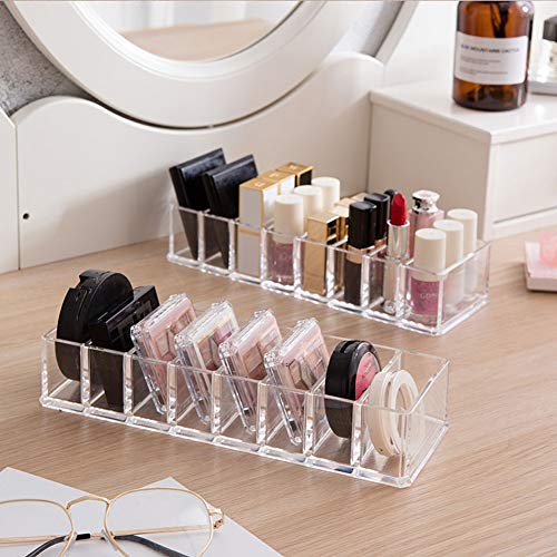 Weiai Clear Acrylic Makeup Organizer 11.2x3.5x2 Inch - 8 Compartment Holder