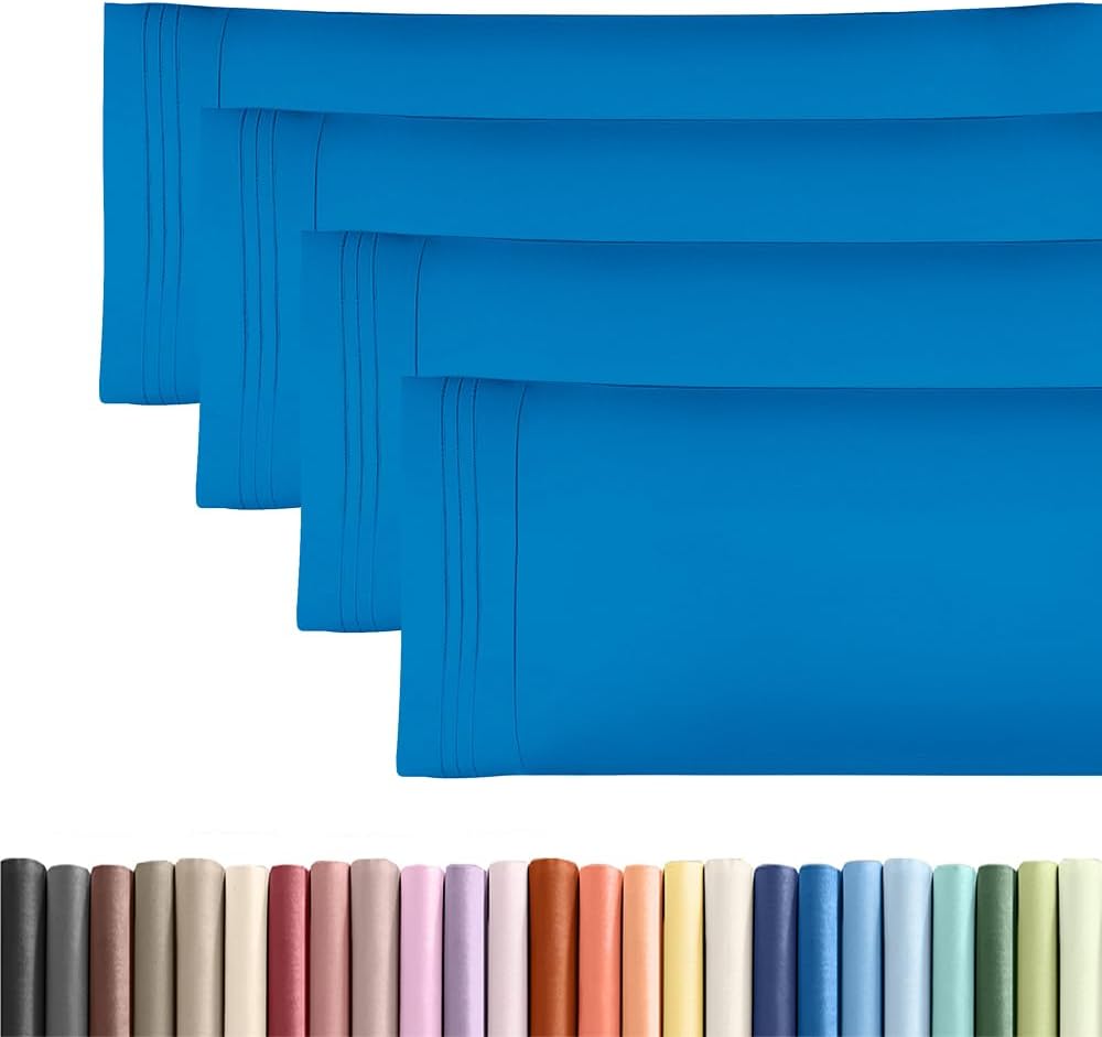 Skiennix Body Pillowcases Set of 4 | Soft & Breathable 20x54 Long Pillow Covers - Royal Blue, Fade-Free & Machine Washable