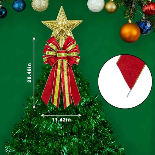 Estivaux Large Velvet Christmas Wreath Bow & Tree Topper Red Green Holiday
