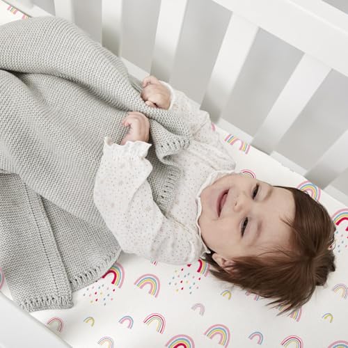 Little Grape Land 2PK Fitted Crib Sheets for Baby Girls - Rainbow Print
