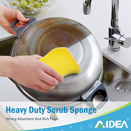 AIDEA Heavy Duty Dish Sponges - 24 Pack, Odor-Free & Reusable