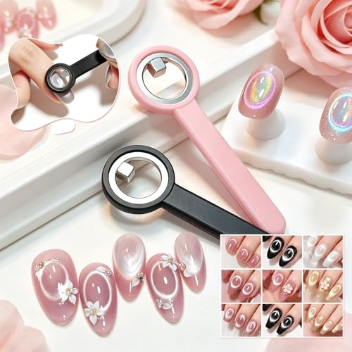 Cat Eye Nail Magnet Ring Set - 2PCS Hollow Circle Manicure Tools