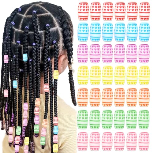 VENOFEN 50PCS Colorful Acrylic Hair Beads for Braids and Dreadlocks