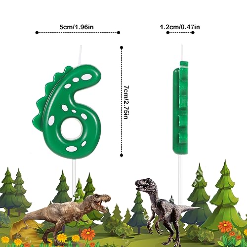 Dinosaur Birthday Number Candle - 2.8 Inch Cake Topper (Number 6)